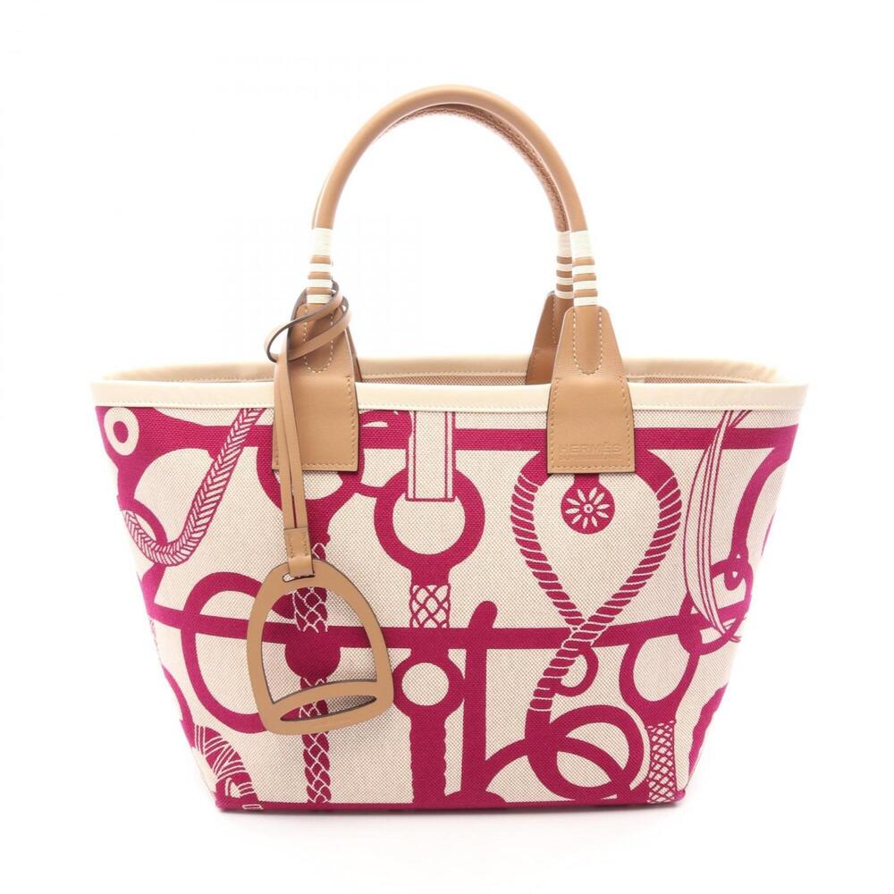 Hermes Steeple 25 Tote Bag, Ecru Rose Purple Chai, Handbag, Toile H Leather, ...